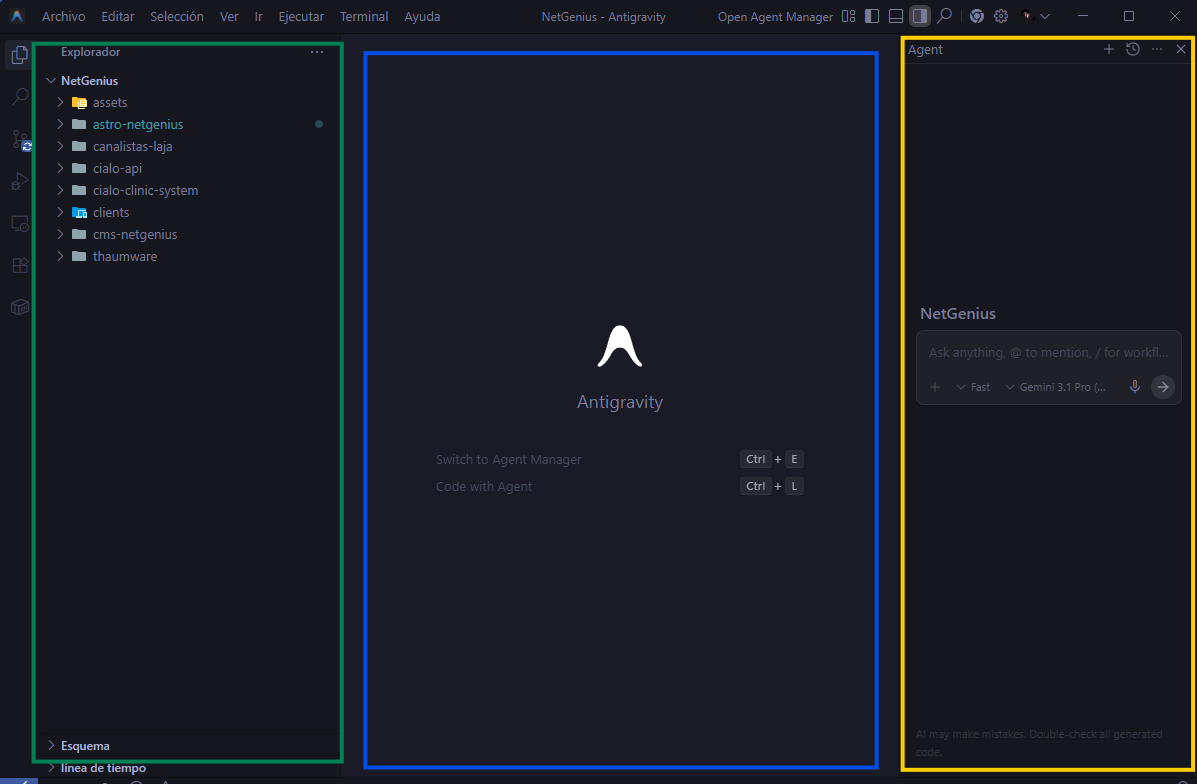 Mapa de colores de la Interfaz de Antigravity